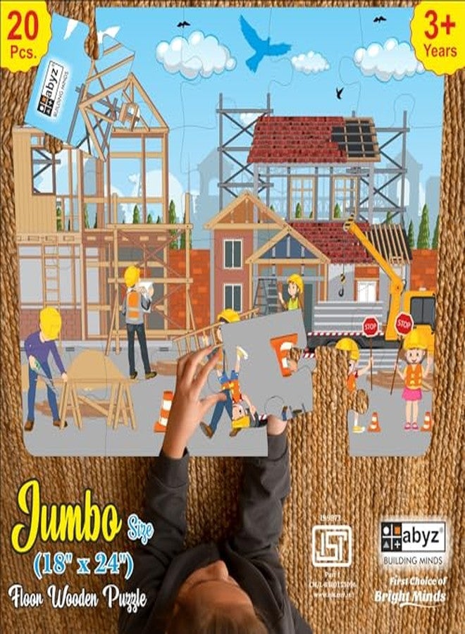 ABYZ Wooden Jigsaw Puzzle - Construction in Process Playset for Fun Educational & Little Explorers, 20-Pieces Puzzle Game with Multicolor | Birthday Gift for (3 Plus Years) Age Kids. - Image 5